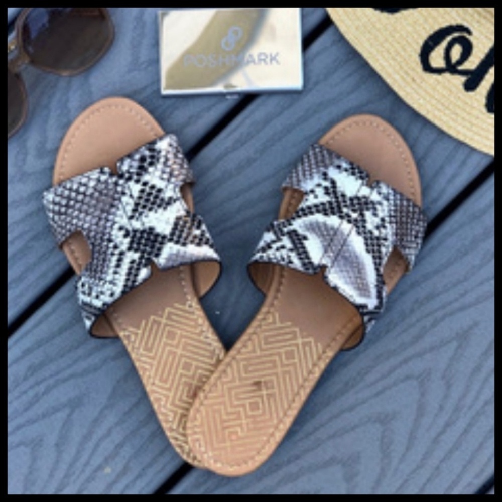 Snake Print Slip On Sandals! NIB